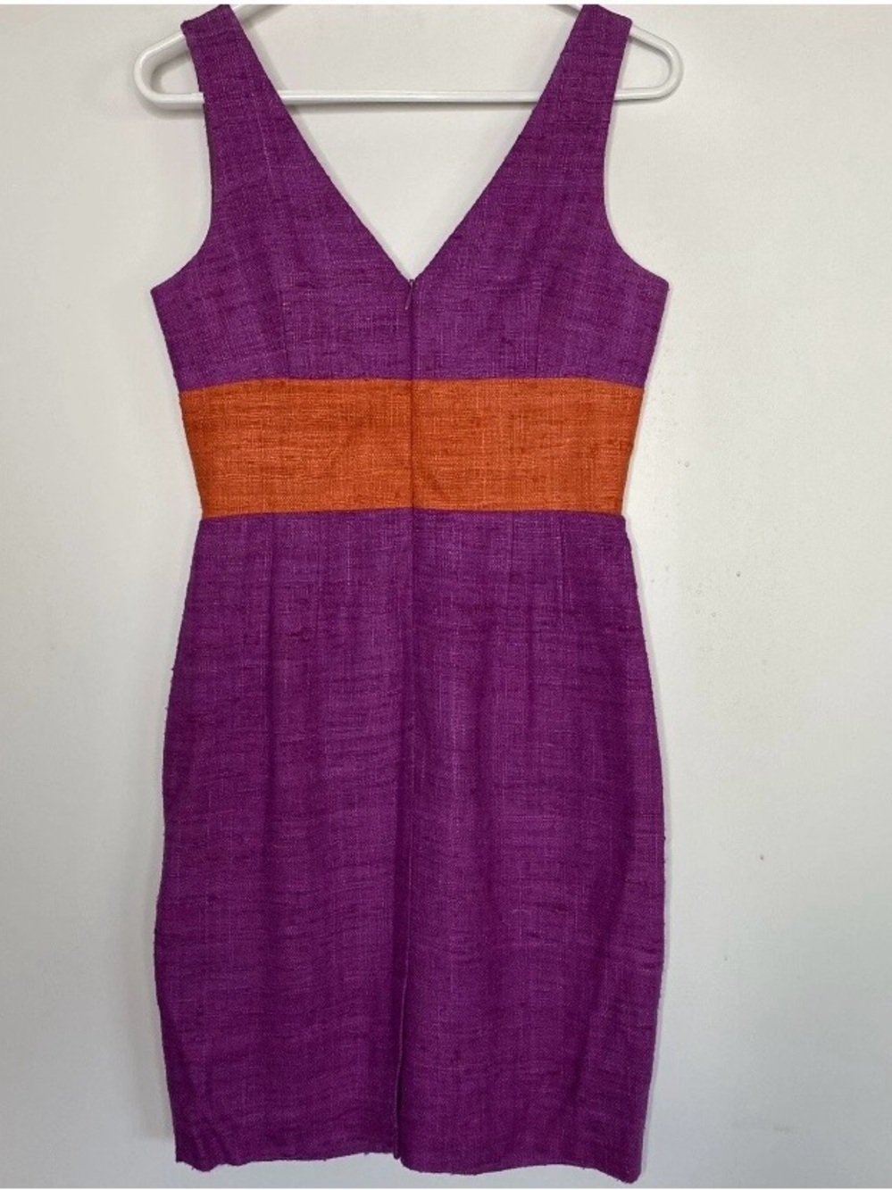 Trina Turk Purple Midi Dress with Orange Waistband - Picture 2 of 3